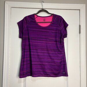 Champion Purple Striped DuoDry Athletic Short Sleeve Top Size XXL